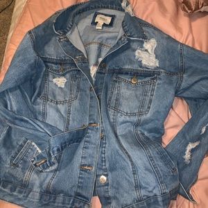 F21 distressed jean jacket